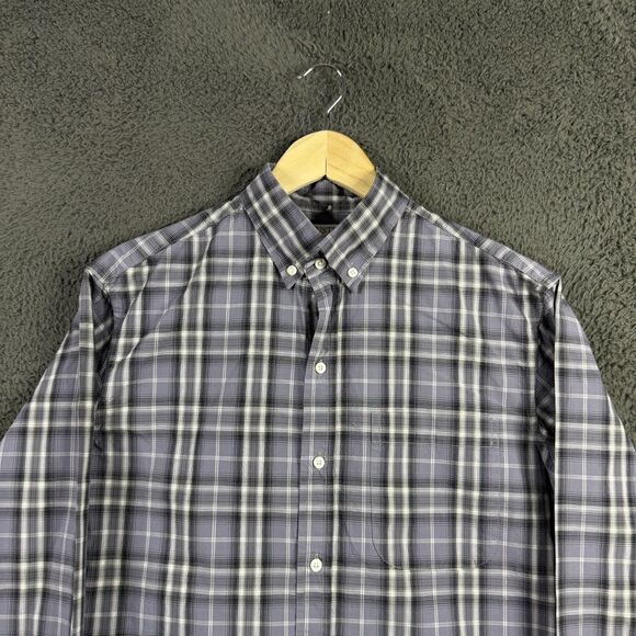 Gustin Shirt Mens Large Gray Plaid Slim Fit Button Down Long Sleeve Preppy - Picture 2 of 14